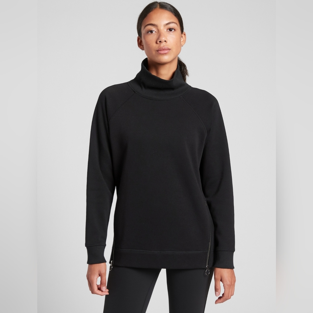 Athleta Cozy Karma Side Zip Funnel Neck Pullover